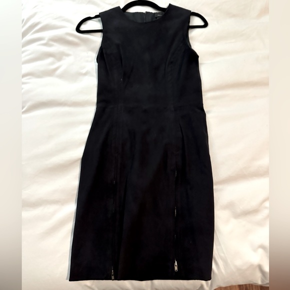 Theory Navy Suede Dress with Front Zipper - Size 0 - Picture 1 of 5